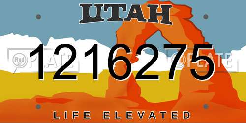 1216275 Utah License Plate