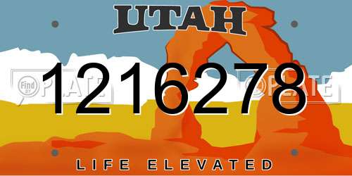 1216278 Utah License Plate