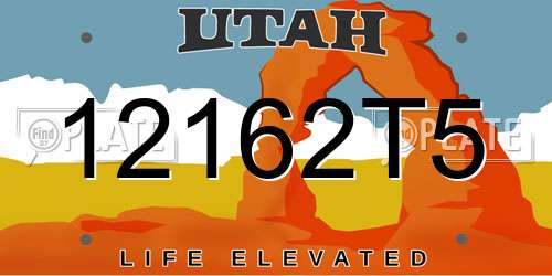12162T5 Utah License Plate
