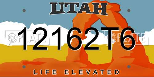 12162T6 Utah License Plate