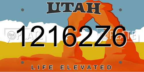 12162Z6 Utah License Plate