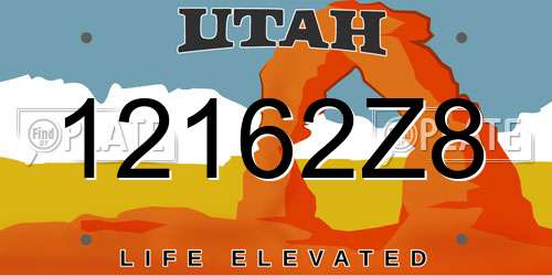 12162Z8 Utah License Plate