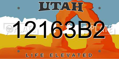 12163B2 Utah License Plate
