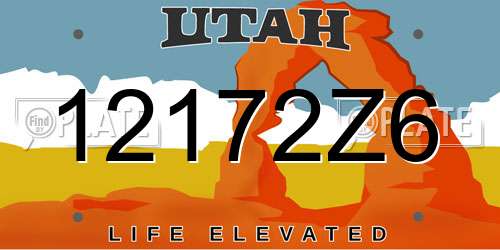 12172Z6 Utah License Plate