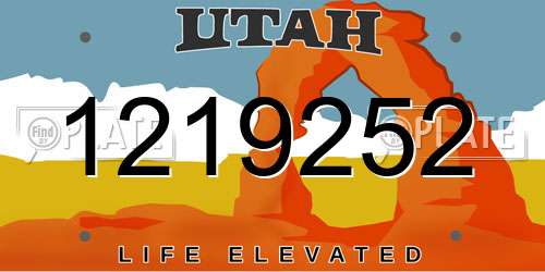 1219252 Utah License Plate
