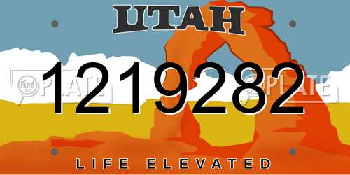 1219282 Utah License Plate