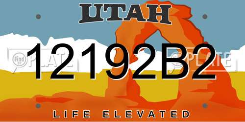 12192B2 Utah License Plate
