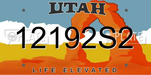 12192S2 Utah License Plate