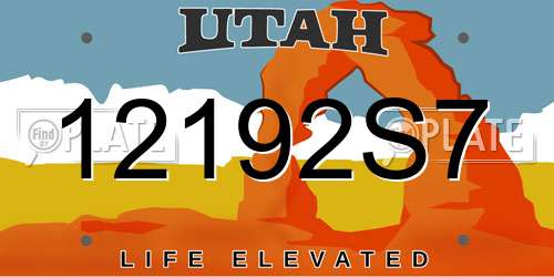 12192S7 Utah License Plate