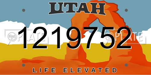 1219752 Utah License Plate