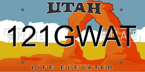 121GWAT Utah License Plate