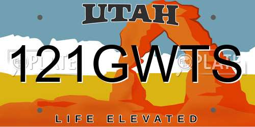 121GWTS Utah License Plate