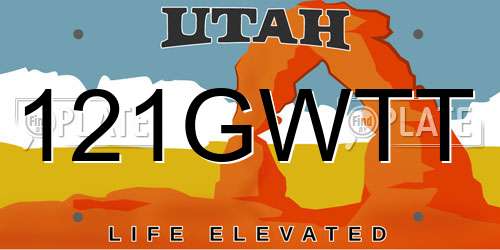 121GWTT Utah License Plate