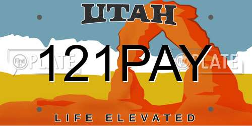 121PAY Utah License Plate