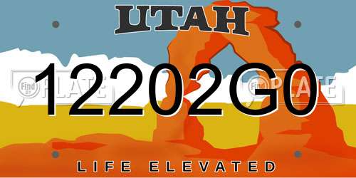 12202G0 Utah License Plate