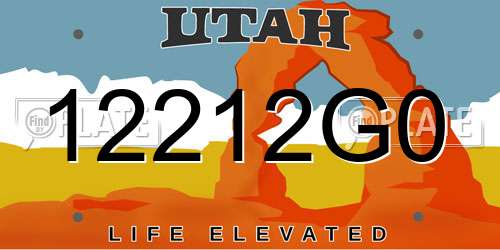 12212G0 Utah License Plate