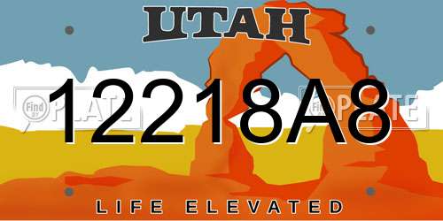12218A8 Utah License Plate