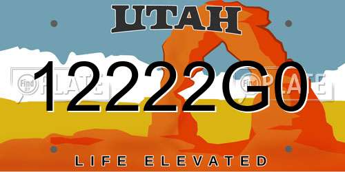 12222G0 Utah License Plate