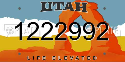 1222992 Utah License Plate