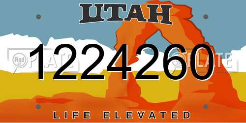 1224260 Utah License Plate