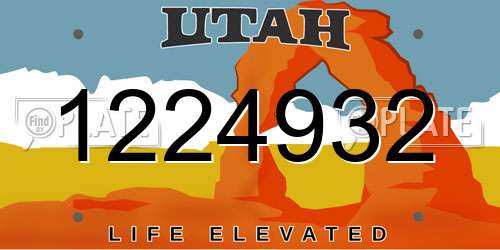 1224932 Utah License Plate