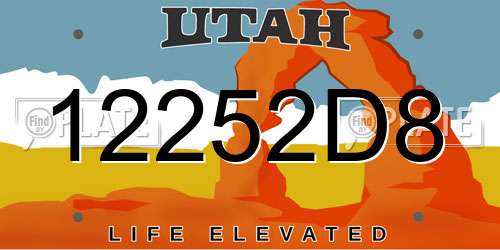12252D8 Utah License Plate