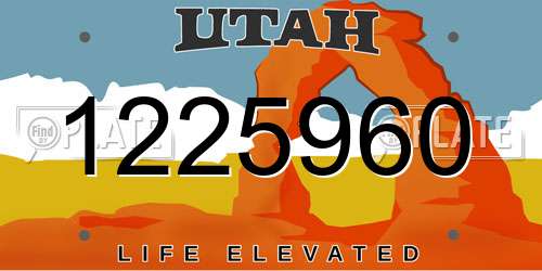 1225960 Utah License Plate