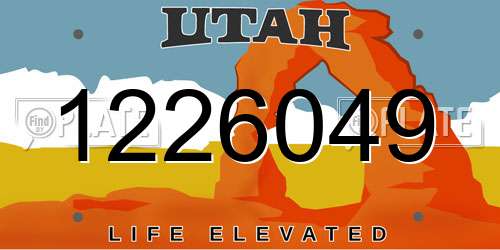 1226049 Utah License Plate