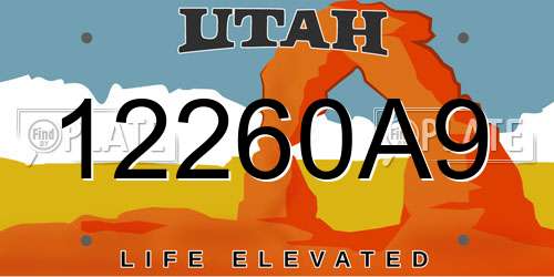 12260A9 Utah License Plate
