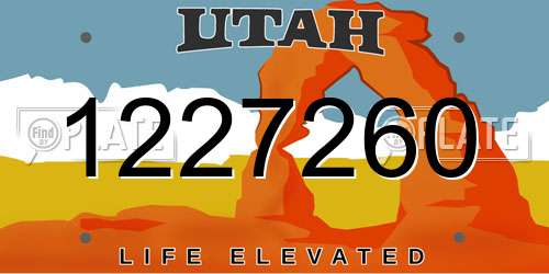 1227260 Utah License Plate
