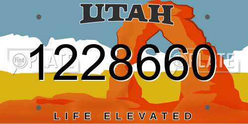 1228660 Utah License Plate