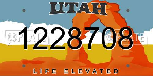 1228708 Utah License Plate