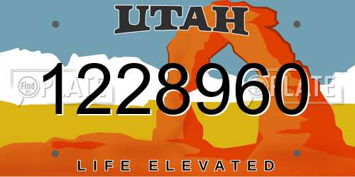 1228960 Utah License Plate