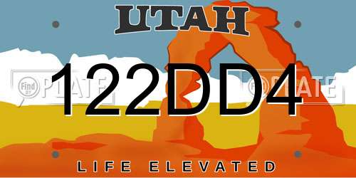 122DD4 Utah License Plate