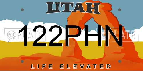 122PHN Utah License Plate