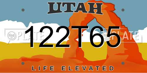 122T65 Utah License Plate