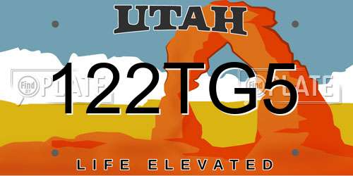 122TG5 Utah License Plate