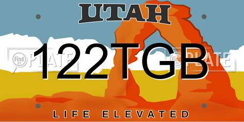 122TGB Utah License Plate