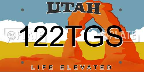 122TGS Utah License Plate