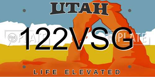 122VSG Utah License Plate