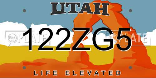 122ZG5 Utah License Plate
