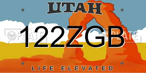 122ZGB Utah License Plate