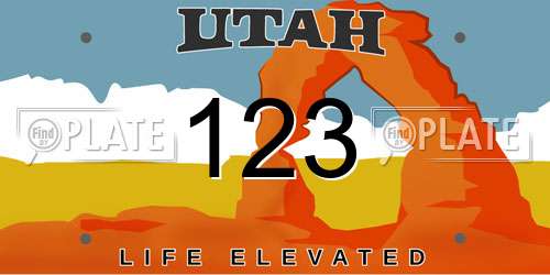 123 Utah License Plate