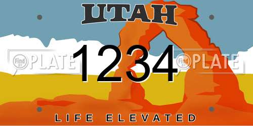 1234 Utah License Plate