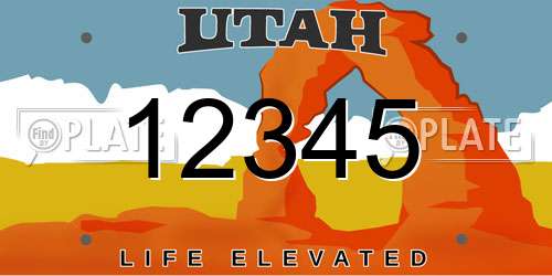12345 Utah License Plate
