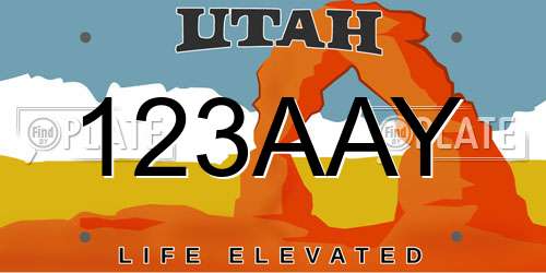 123AAY Utah License Plate