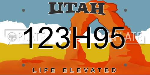 123H95 Utah License Plate