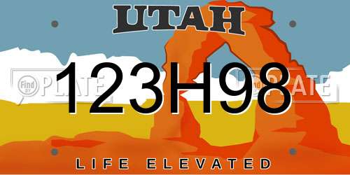 123H98 Utah License Plate