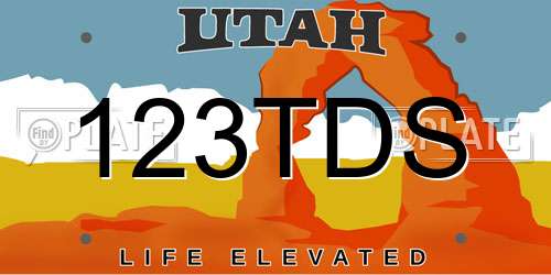 123TDS Utah License Plate