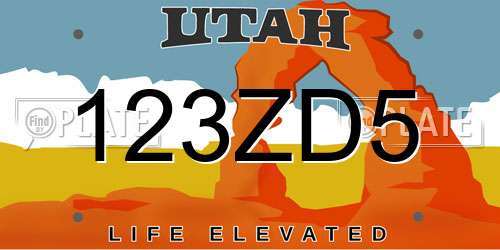 123ZD5 Utah License Plate
